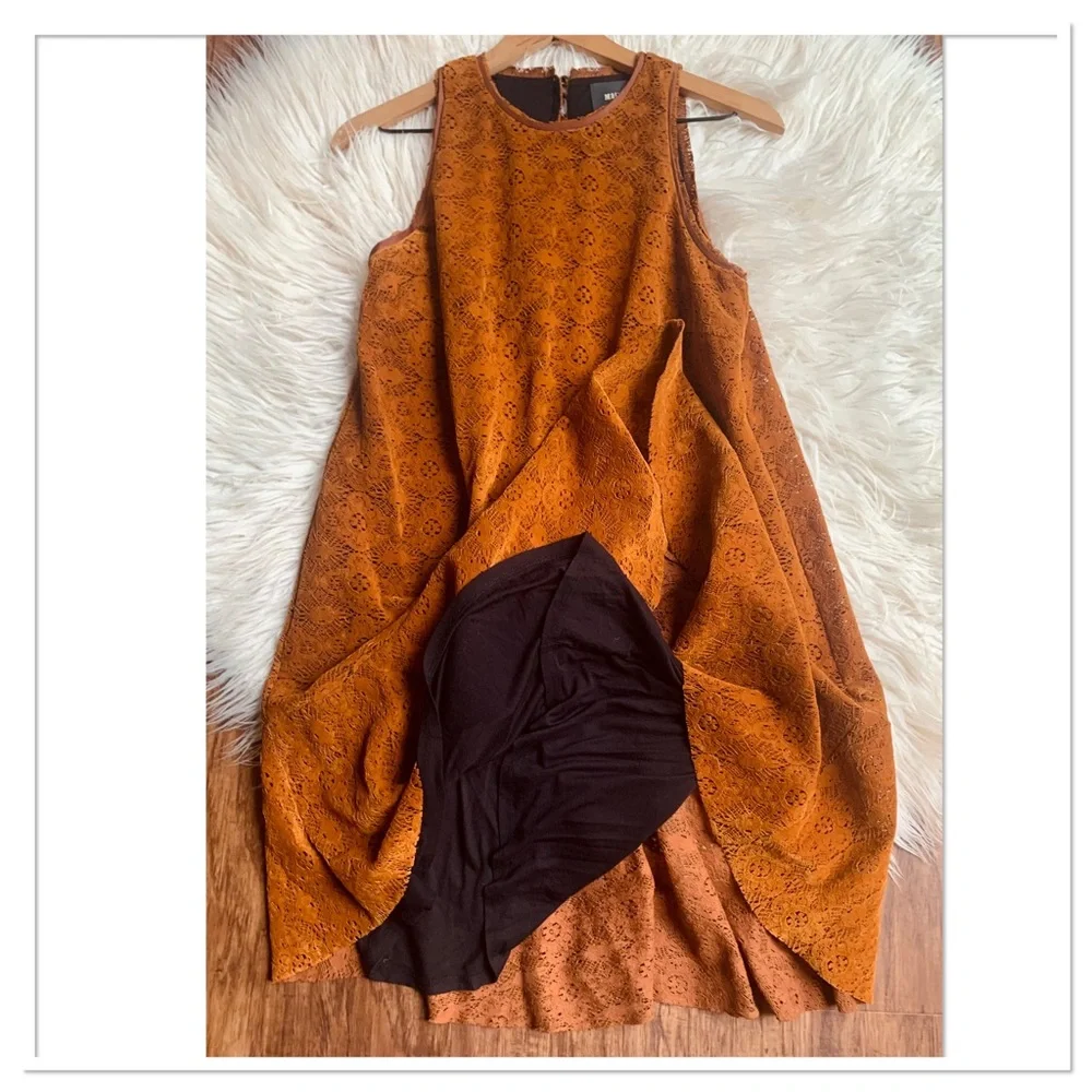 Anthropologie Maeve Amis Faux Suede Dress Terracotta Brown Size 2